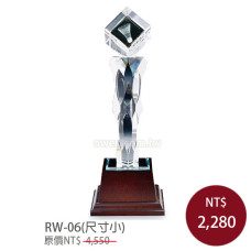 RW-06水晶實木獎牌(大.中.小)-羽球-七彩燈底